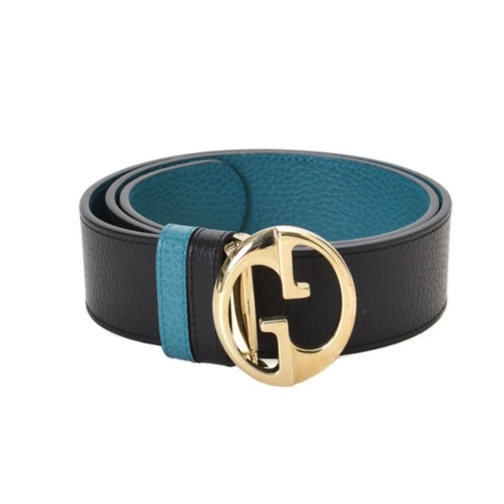 GUCCI 1973 REVERSIBLE BELT 345 BLACK TO TEAL